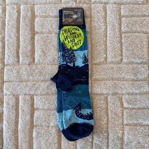 NWT Blue Q Dragons and Wizards Mens' Socks - Shoe Size 7-12